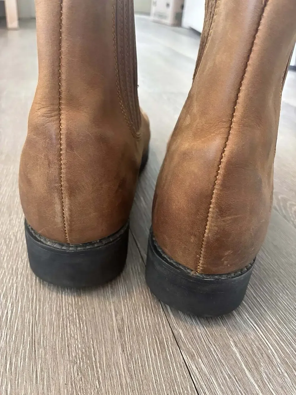 Establo Men’s Pull On Leather Boots Brown Work Boots Casual Everyday Size 10.5
